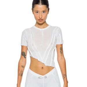 SAMI MIRO VINTAGE Asymmetrical White Short Sleeve Top